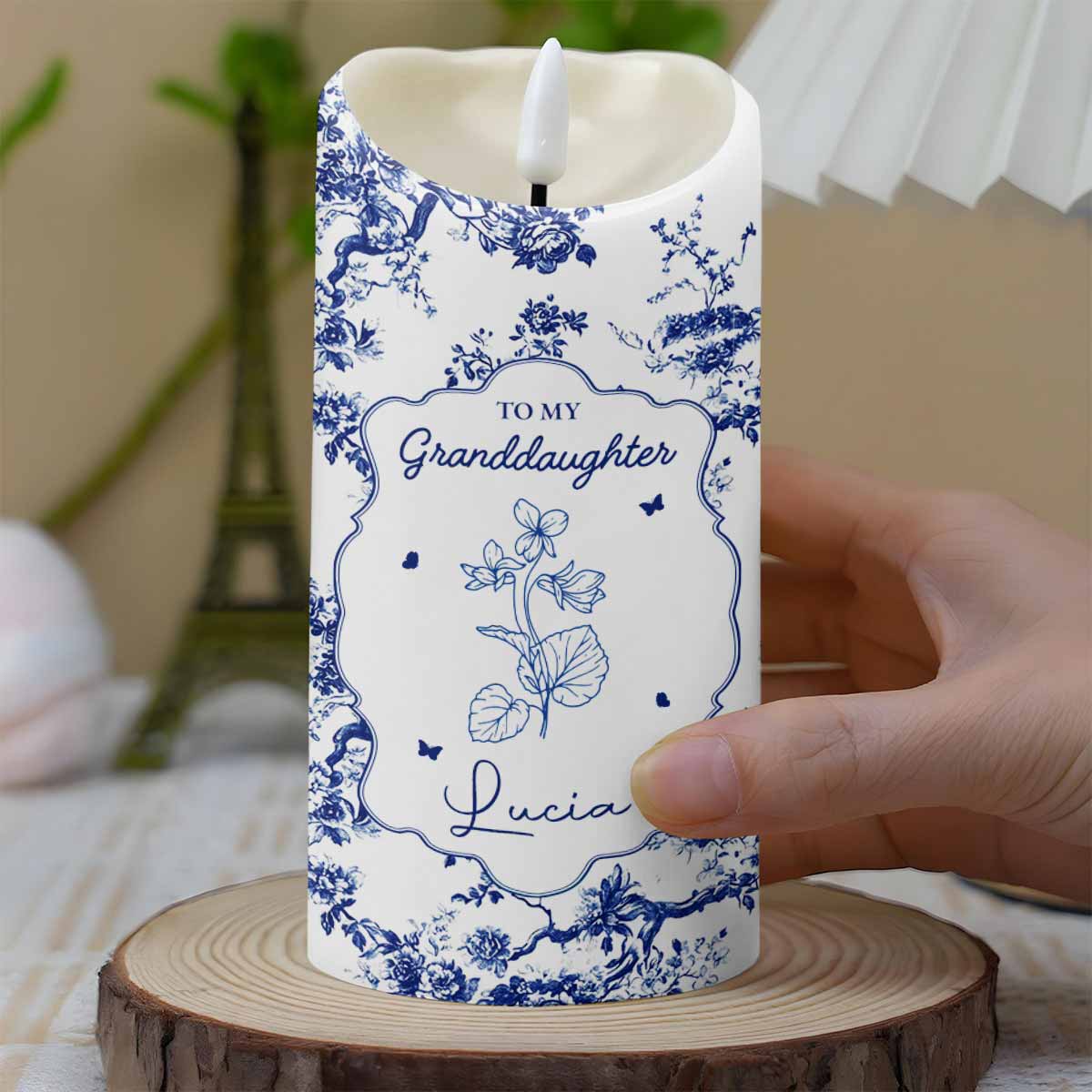 To My Granddaughter, Once Upon A Time, Floral Theme - Personalized Custom LED Candle - GDT297_LECA