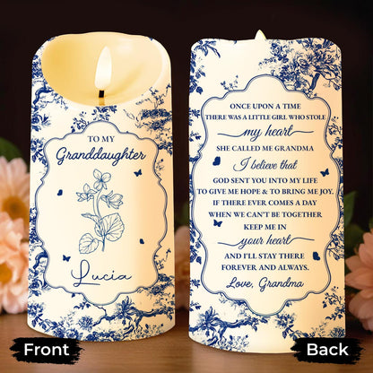 To My Granddaughter, Once Upon A Time, Floral Theme - Personalized Custom LED Candle - GDT297_LECA
