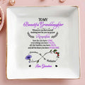To My Beautiful Granddaughter, Remember How Far You Have Come, Flower and Hearts - Personalized Custom Jewelry Dish, Square Ceramic Dish - GDT303_SCRD