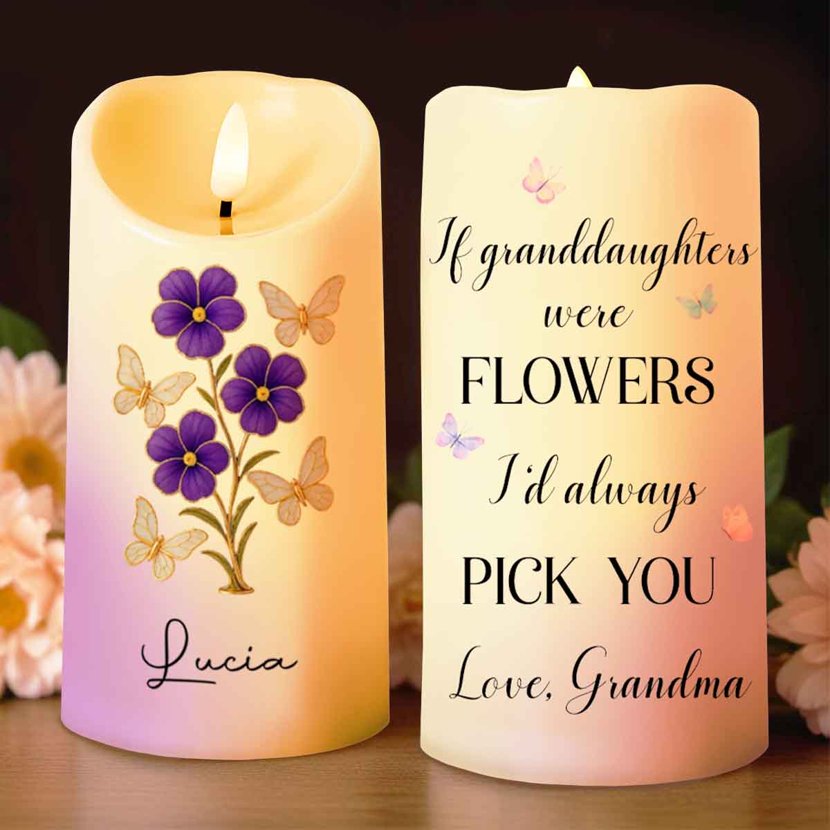 If Granddaughters Were Flowers I'd Always Pick You - Personalized Custom LED Candle - GDT304_LECA
