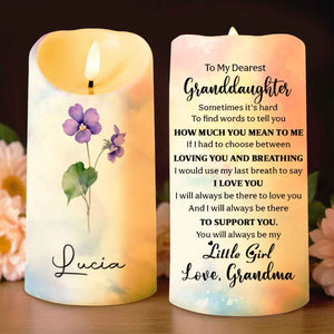 To My Dearest Granddaughter Love Grandma with Flowers - Personalized Custom LED Candle - GDT309_LECA