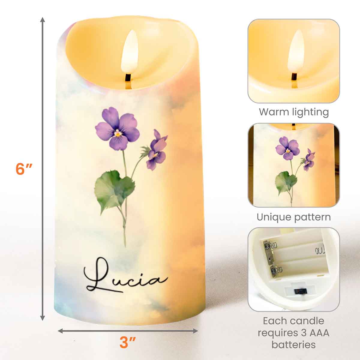 To My Dearest Granddaughter Love Grandma with Flowers - Personalized Custom LED Candle - GDT309_LECA