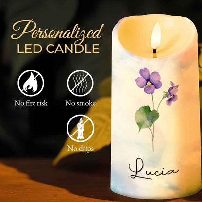 To My Dearest Granddaughter Love Grandma with Flowers - Personalized Custom LED Candle - GDT309_LECA