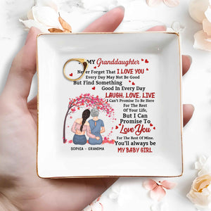 Never Forget That I Love You, Cherry Blossoms Heart Design - Personalized Custom Jewelry Dish, Square Ceramic Dish - GDT312_SCRD