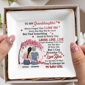 Never Forget That I Love You, Cherry Blossoms Heart Design - Personalized Custom Jewelry Dish, Square Ceramic Dish - GDT312_SCRD