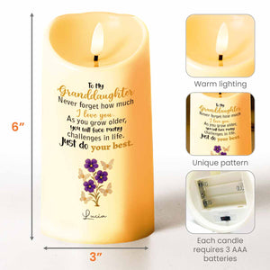 To My Granddaughter, Believe in Yourself, Flowers and Butterfly - Personalized Custom LED Candle - GDT315_LECA