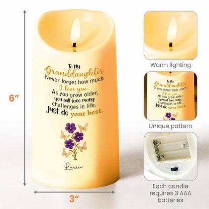 To My Granddaughter, Believe in Yourself, Flowers and Butterfly - Personalized Custom LED Candle - GDT315_LECA
