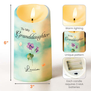 To My Granddaughter, Beauty And Strength Message With Flowers - Personalized Custom LED Candle - GDT318_LECA