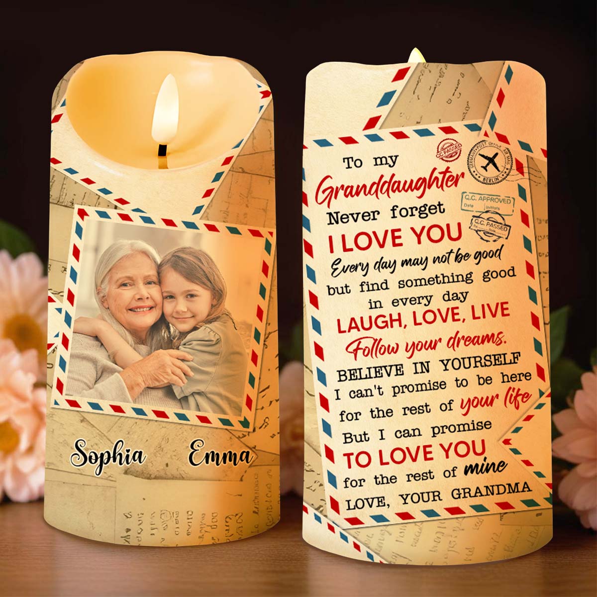 To My Granddaughter Follow Your Dreams Letter Love Promise - Personalized Custom LED Candle - GDT321_LECA