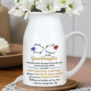To My Granddaughter Always Keep Me In Your Heart - Personalized Ceramic Flower Vase