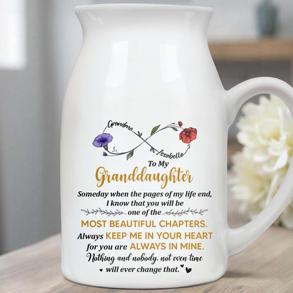 To My Granddaughter Always Keep Me In Your Heart - Personalized Ceramic Flower Vase