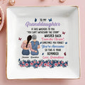 To My Granddaughter, You're Awesome Reminder, Butterflies And Flowers - Personalized Custom Jewelry Dish, Square Ceramic Dish - GDT322_SCRD