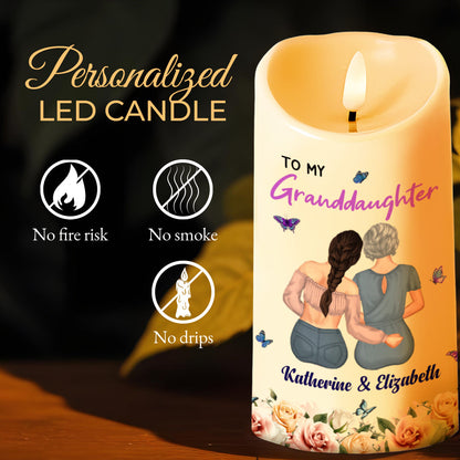 Always Remember You Are Braver, Loved More, Candle With Butterflies And Flowers - Personalized Custom LED Candle - GDT323_LECA