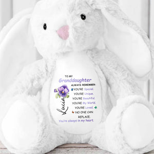 To My Granddaughter, Always Remember You Are Loved - Personalized Stuffed Bunny - GDT324_BUN