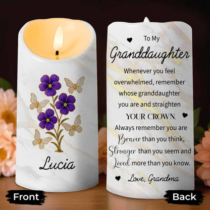 Straighten Your Crown, Encouraging Words For Granddaughter - Personalized Custom LED Candle - GDT324_LECA
