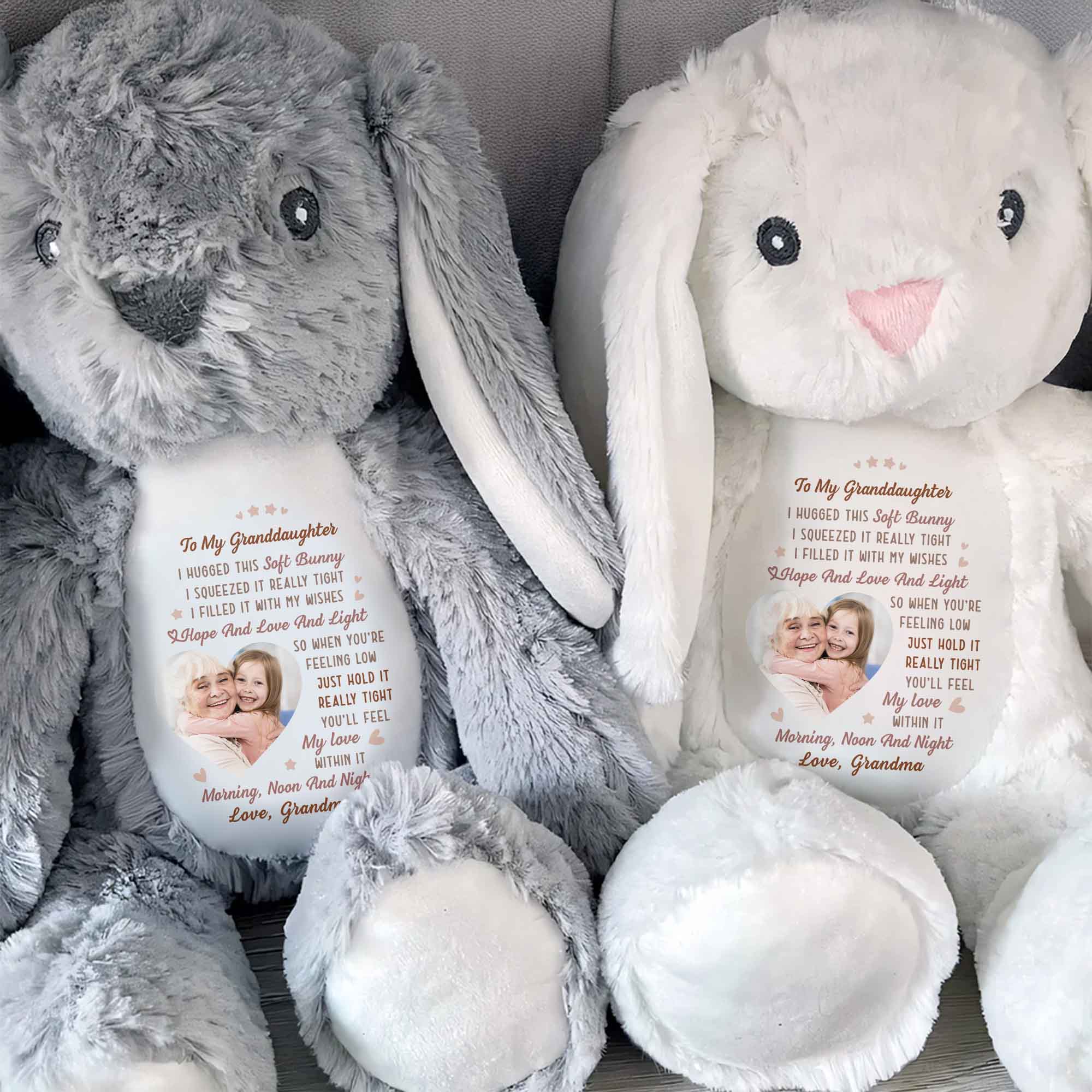 To My Granddaughter, Hope And Love And Light Soft Bunny - Personalized Stuffed Bunny - GDT330_BUN