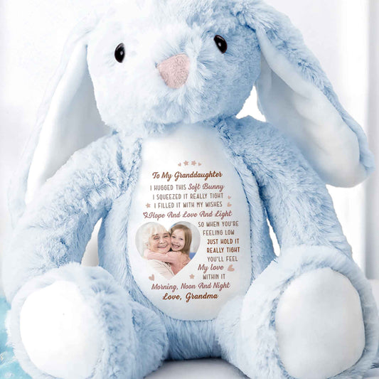 To My Granddaughter, Hope And Love And Light Soft Bunny - Personalized Stuffed Bunny - GDT330_BUN