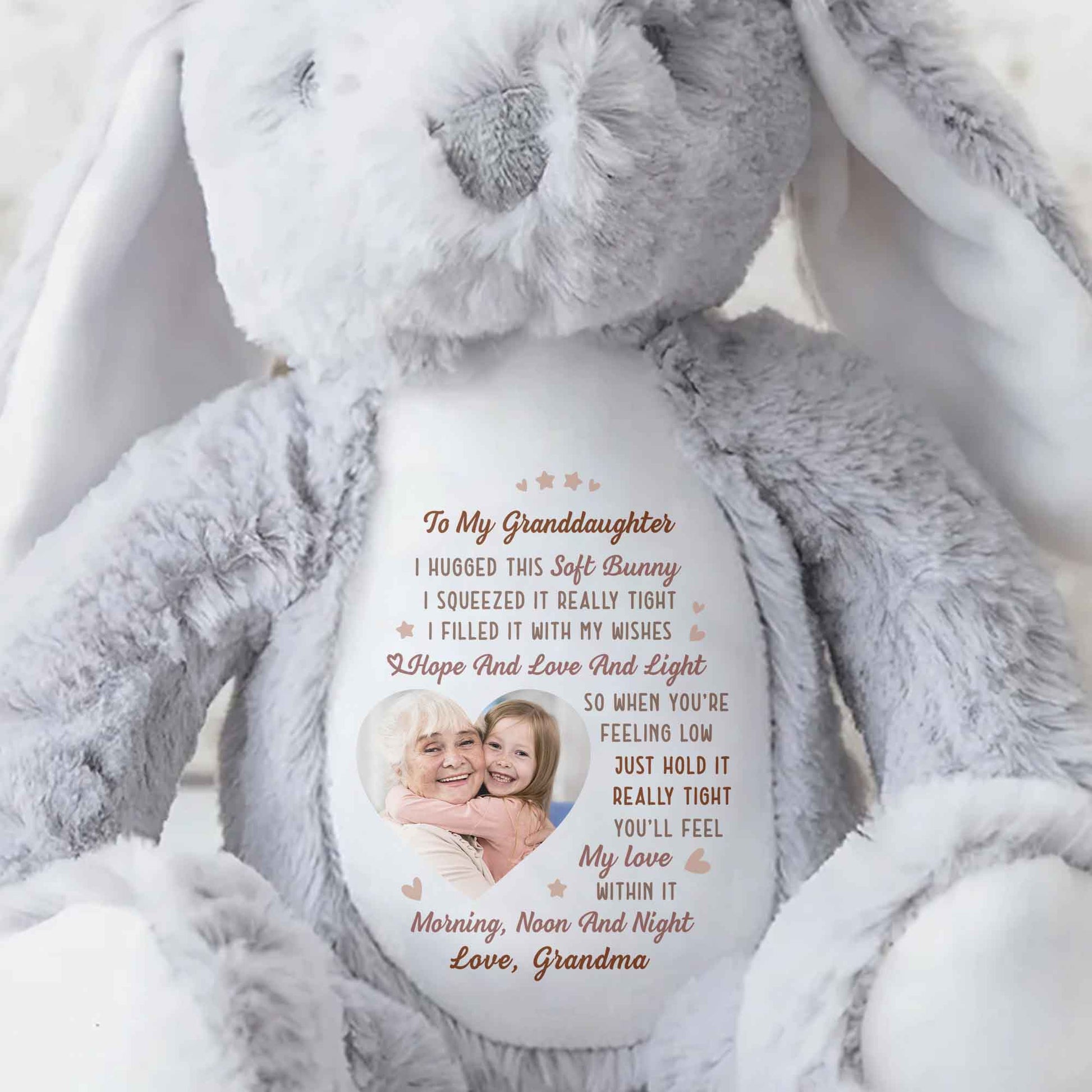 To My Granddaughter, Hope And Love And Light Soft Bunny - Personalized Stuffed Bunny - GDT330_BUN