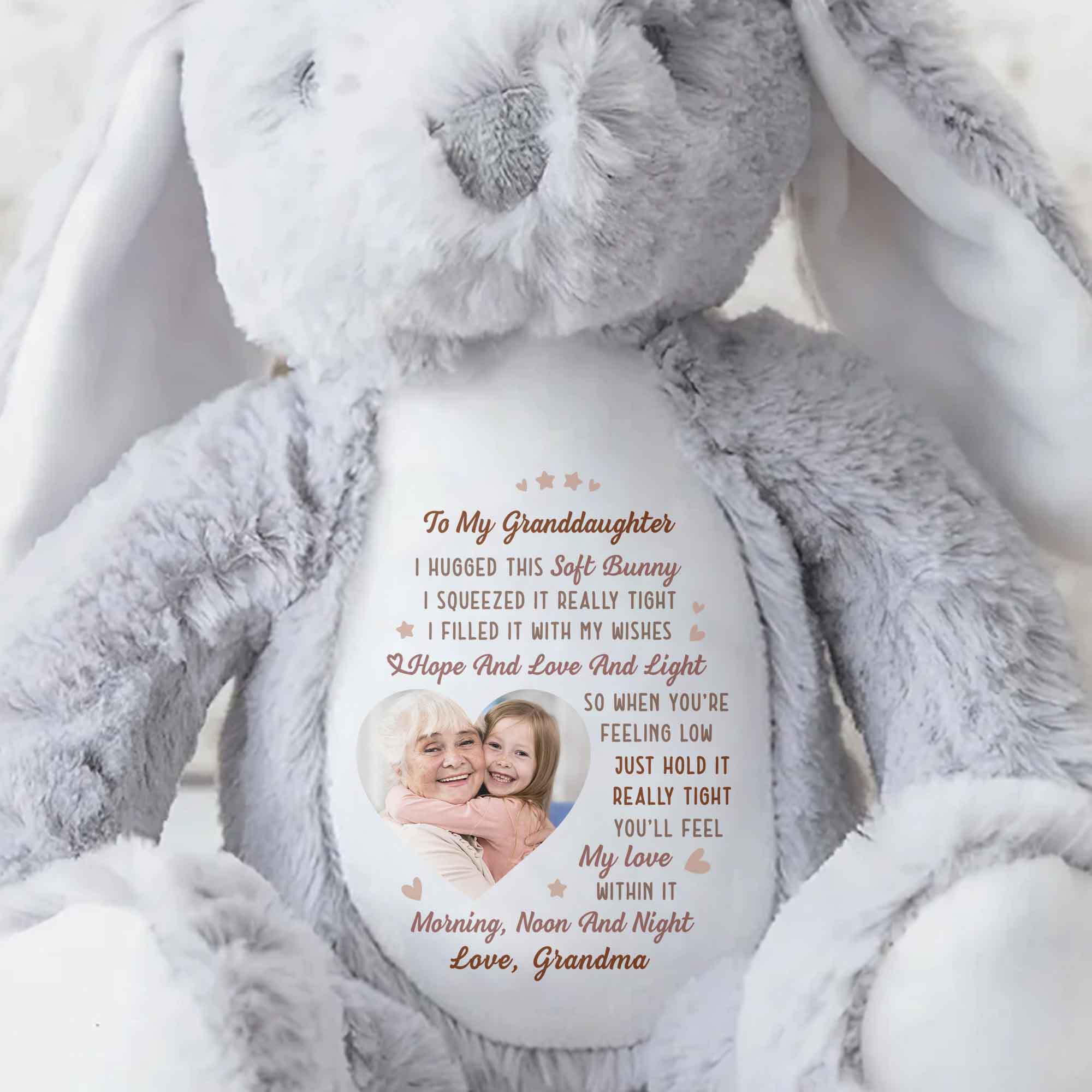 To My Granddaughter, Hope And Love And Light Soft Bunny - Personalized Stuffed Bunny - GDT330_BUN