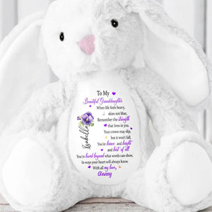 To My Beautiful Granddaughter, Hearts And Flowers - Personalized Stuffed Bunny - GDT345_BUN