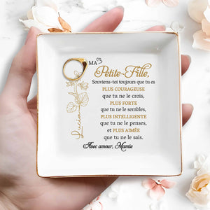 Always Remember You Are Braver, Stronger, Smarter, Flower Design - Personalized Custom Jewelry Dish, Square Ceramic Dish - GDT347_SCRD