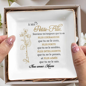 Always Remember You Are Braver, Stronger, Smarter, Flower Design - Personalized Custom Jewelry Dish, Square Ceramic Dish - GDT347_SCRD