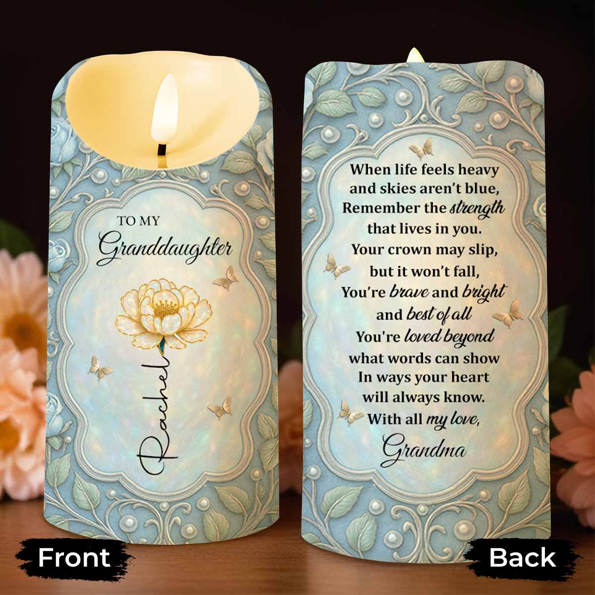 To My Granddaughter, Inspiring Message From Grandma - Personalized Custom LED Candle - GDT356_LECA