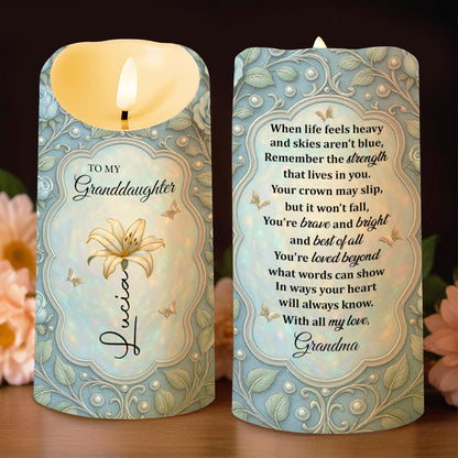 To My Granddaughter, Inspiring Message From Grandma - Personalized Custom LED Candle - GDT356_LECA