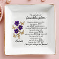 To My Beloved Granddaughter, Flowers And Butterflies - Personalized Custom Jewelry Dish, Square Ceramic Dish - GDT357_SCRD
