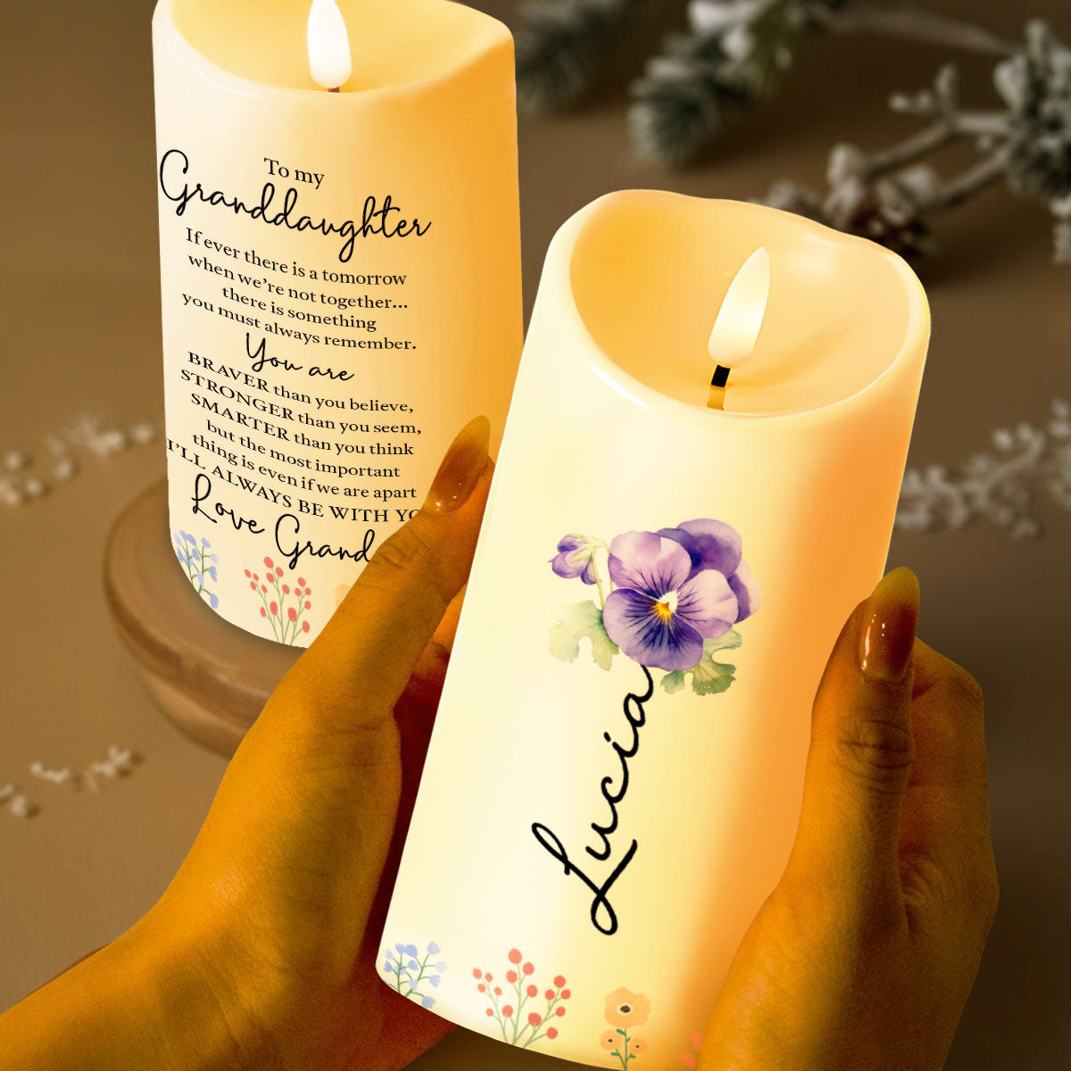 To My Granddaughter, You Are Braver, Stronger, Smarter - Personalized Custom LED Candle - GDT358_LECA