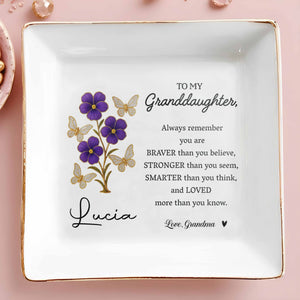 Always Remember You Are Braver Than You Believe - Personalized Custom Jewelry Dish, Square Ceramic Dish - GDT359_SCRD