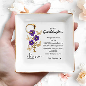 Always Remember You Are Braver Than You Believe - Personalized Custom Jewelry Dish, Square Ceramic Dish - GDT359_SCRD