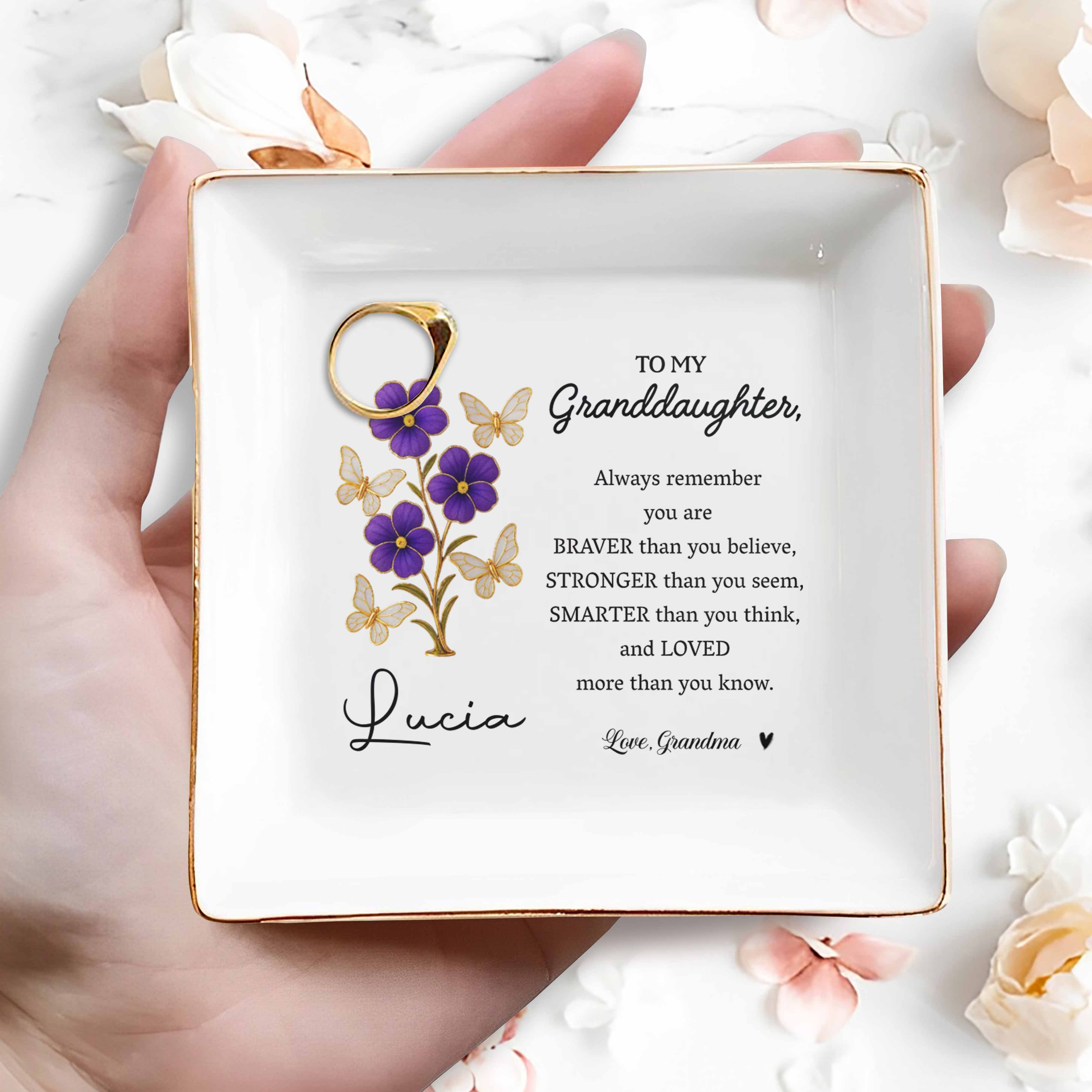 Always Remember You Are Braver Than You Believe - Personalized Custom Jewelry Dish, Square Ceramic Dish - GDT359_SCRD