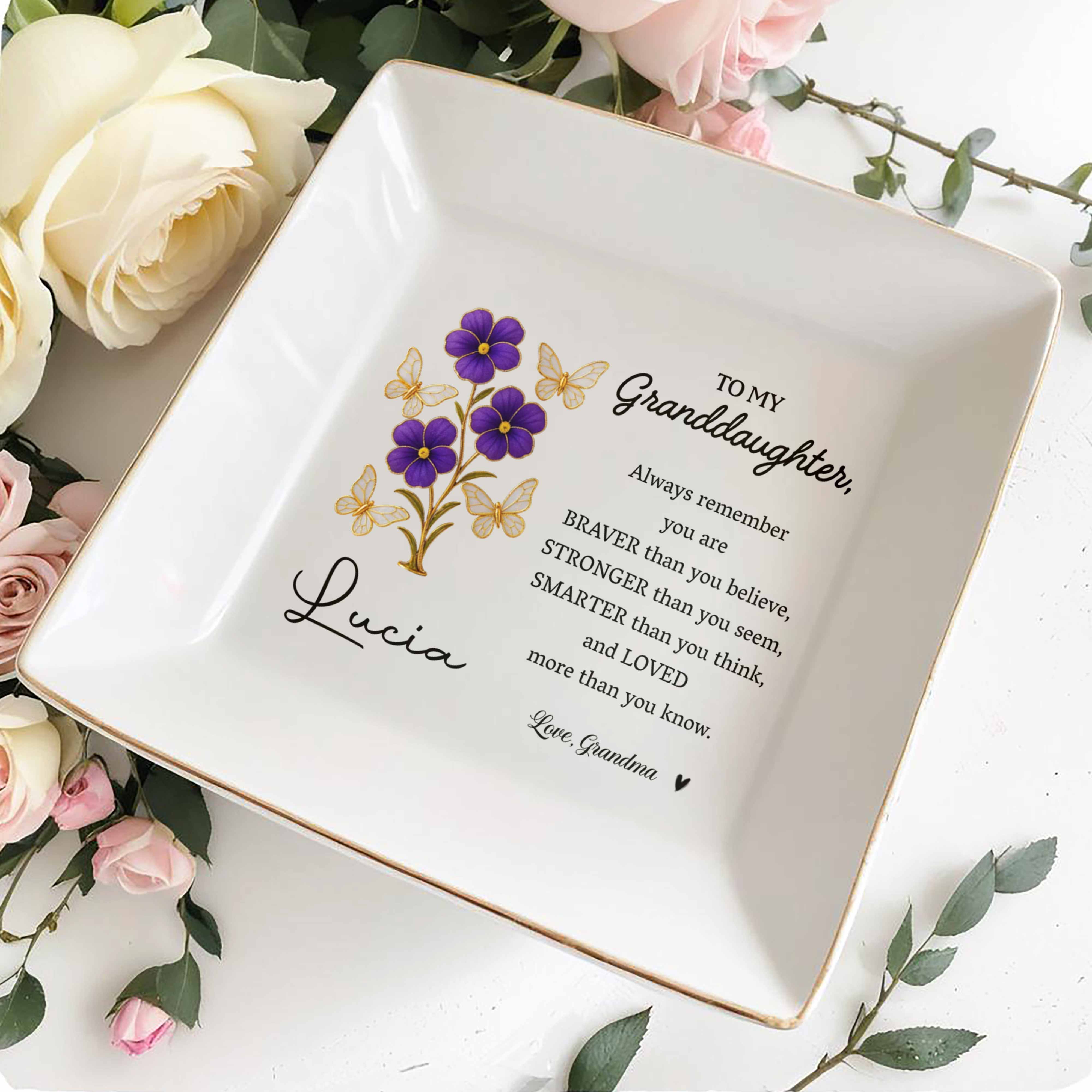 Always Remember You Are Braver Than You Believe - Personalized Custom Jewelry Dish, Square Ceramic Dish - GDT359_SCRD