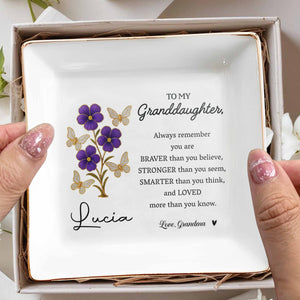 Always Remember You Are Braver Than You Believe - Personalized Custom Jewelry Dish, Square Ceramic Dish - GDT359_SCRD