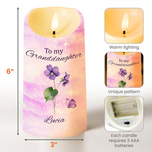 To My Granddaughter Follow Your Dreams With Flowers And Butterflies - Personalized Custom LED Candle - GDT362_LECA