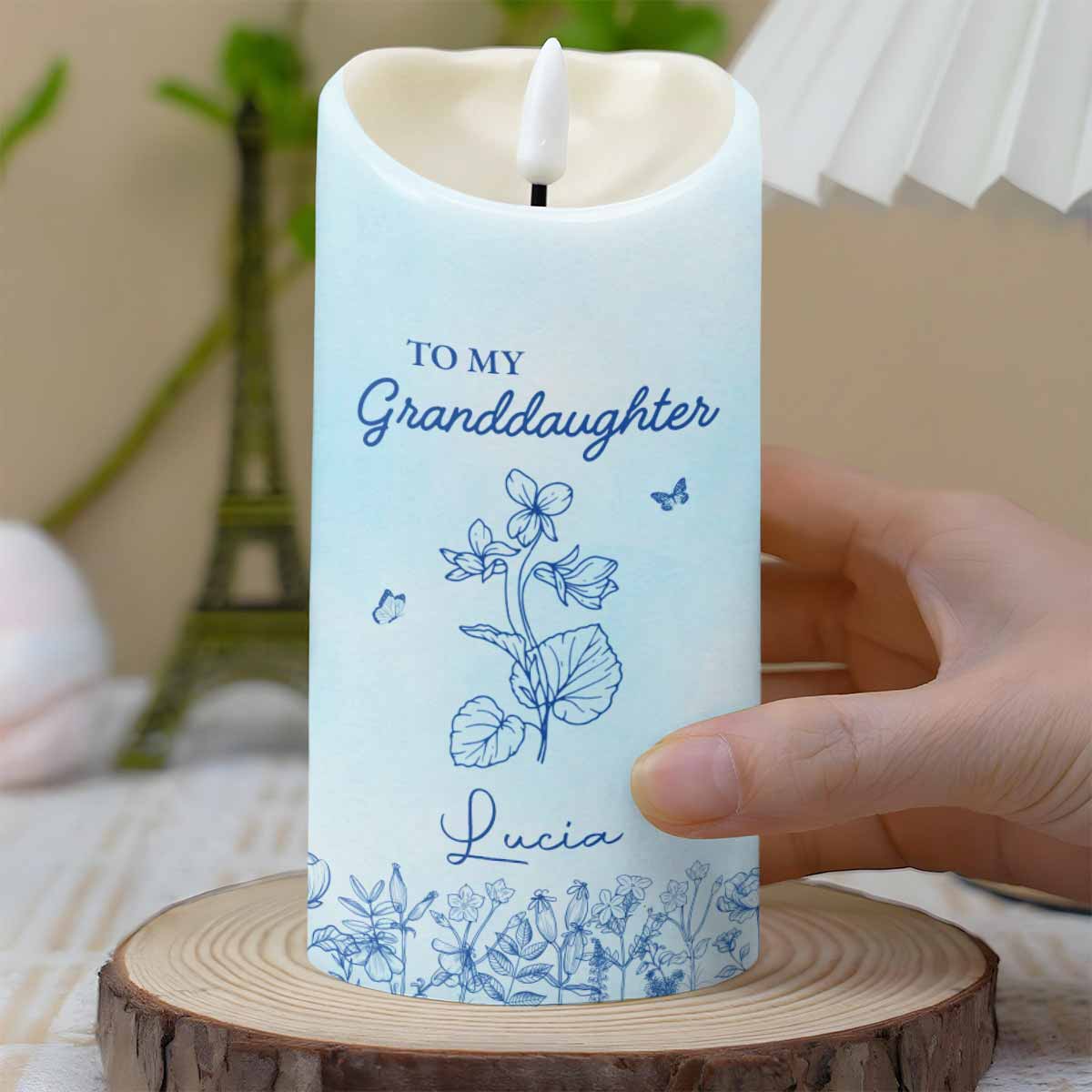 Once Upon A Time, Flowers and Butterflies LED Candle - Personalized Custom LED Candle - GDT366_LECA