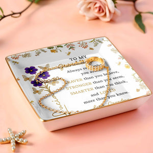 Always Remember You Are Braver, Stronger, Loved, Decorative Dish - Personalized Custom Jewelry Dish, Ceramic Dish, Square Shape - GDT368_SCRF