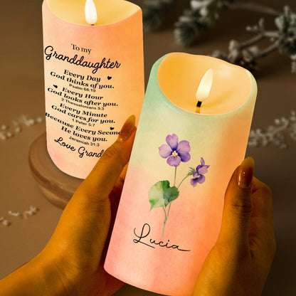 To My Granddaughter, Every Day God Thinks of You - Personalized Custom LED Candle - GDT370_LECA