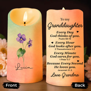 To My Granddaughter, Every Day God Thinks of You - Personalized Custom LED Candle - GDT370_LECA