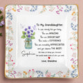 To My Granddaughter, You Are Amazing With Flowers And Butterfly - Personalized Custom Jewelry Dish, Ceramic Dish, Square Shape - GDT371_SCRF