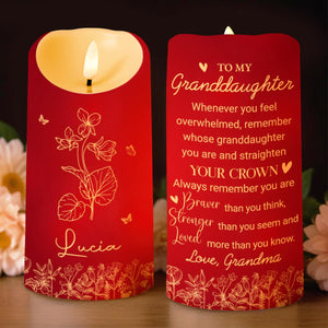 Straighten Your Crown Granddaughter, Flowers And Butterflies - Personalized Custom LED Candle - GDT372_LECA