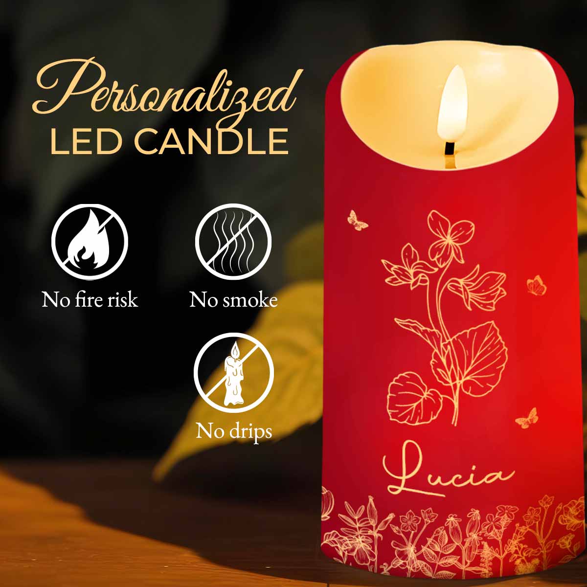 Straighten Your Crown Granddaughter, Flowers And Butterflies - Personalized Custom LED Candle - GDT372_LECA
