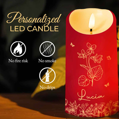 Straighten Your Crown Granddaughter, Flowers And Butterflies - Personalized Custom LED Candle - GDT372_LECA
