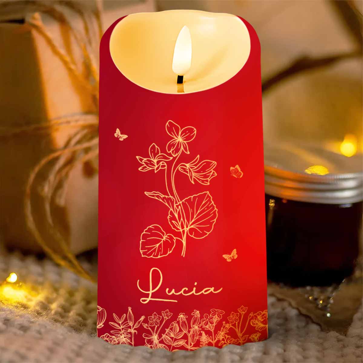 Straighten Your Crown Granddaughter, Flowers And Butterflies - Personalized Custom LED Candle - GDT372_LECA