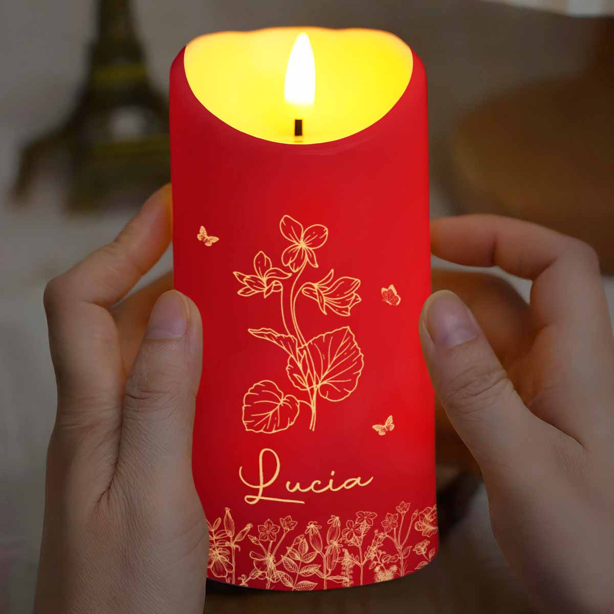 Straighten Your Crown Granddaughter, Flowers And Butterflies - Personalized Custom LED Candle - GDT372_LECA