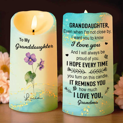 To My Granddaughter, Love From Grandma, Flowers - Personalized Custom LED Candle - GDT373_LECA