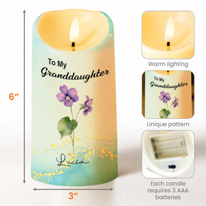 To My Granddaughter, Love From Grandma, Flowers - Personalized Custom LED Candle - GDT373_LECA