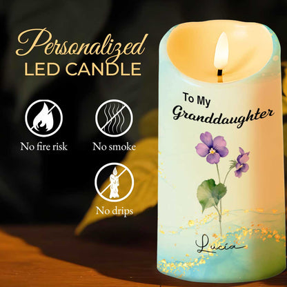 To My Granddaughter, Love From Grandma, Flowers - Personalized Custom LED Candle - GDT373_LECA