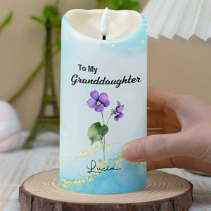 To My Granddaughter, Love From Grandma, Flowers - Personalized Custom LED Candle - GDT373_LECA